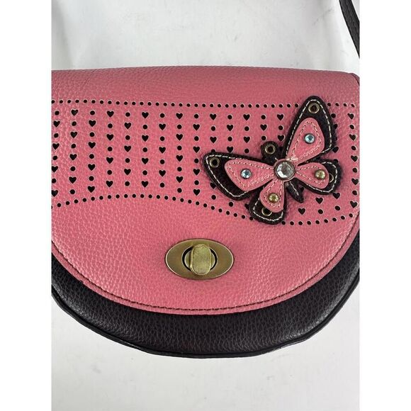 Chala Butterfly Half Moon Crossbody Purse Pink Chala Halfmoon Crossbody - Picture 9 of 12